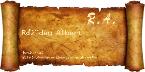 Ráday Albert névjegykártya