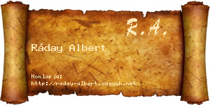 Ráday Albert névjegykártya